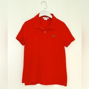 Lacoste Orange Polo Shirt Women’s Size 42 (M) Cotton Classic